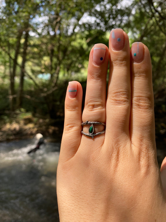 Anell CADÍ DOBLE amb fulla de pedra natural