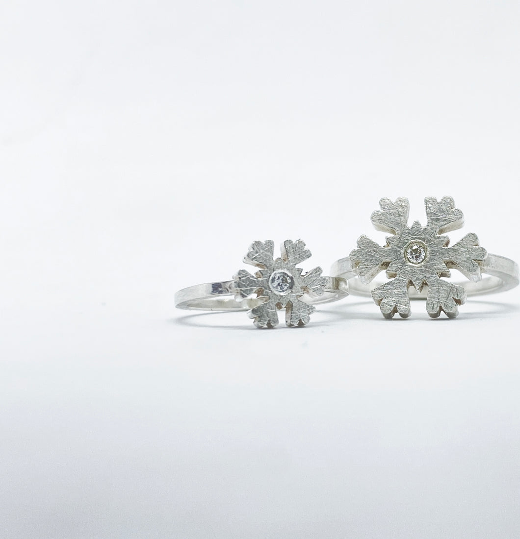 Anillo COPO de nieve mini + diamante