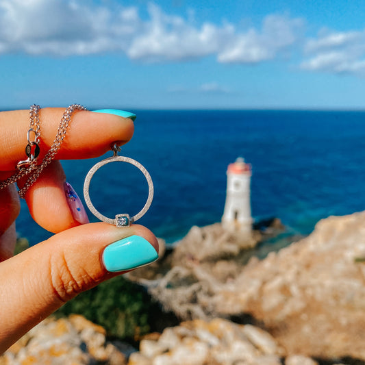 Penjoll DOT □ amb diamant en brut BLAU